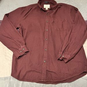 St Johns Bay Maroon/Burgundy Size Large Mens Casual Button Down